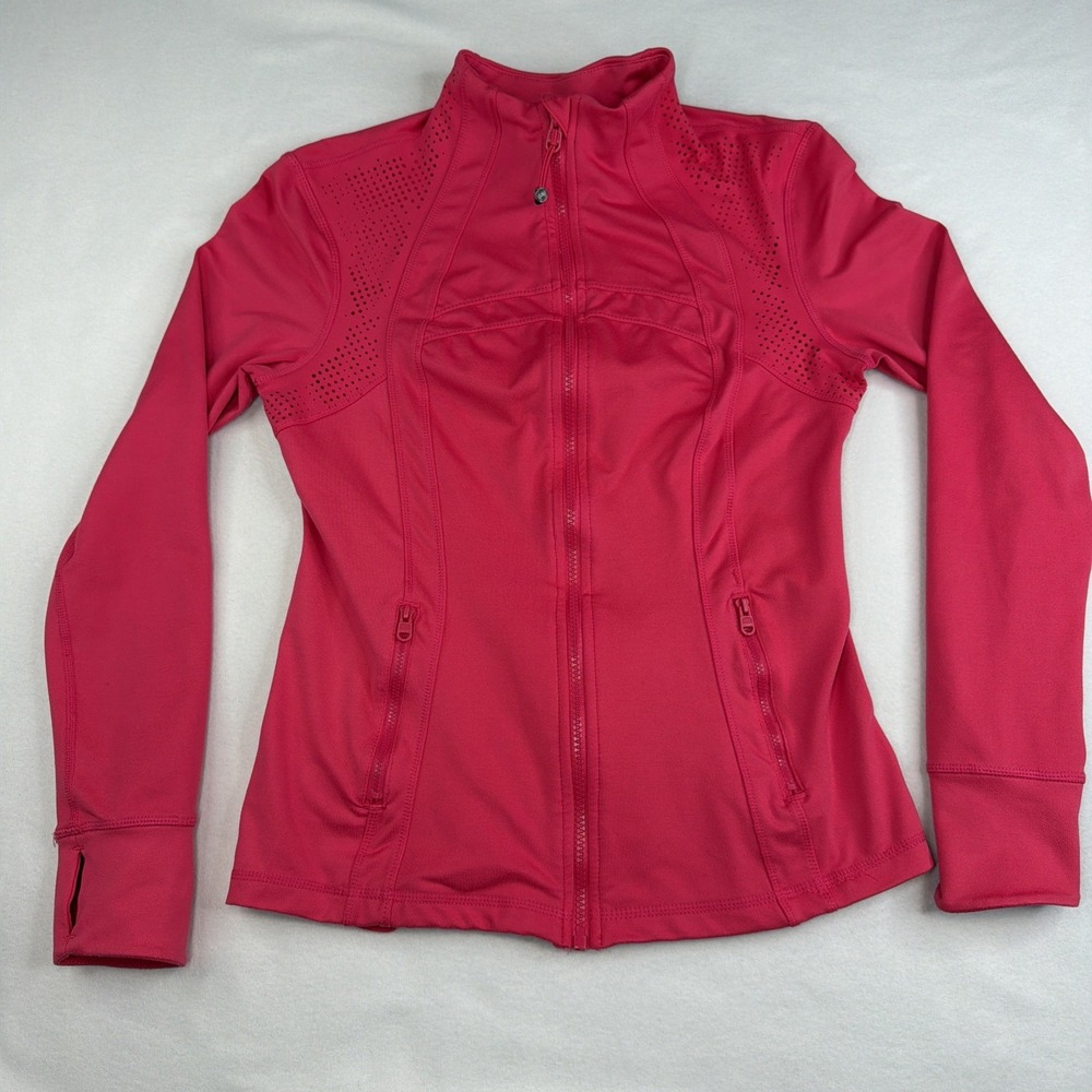 Tangerine Womens Small Rose Red Athletic Jacket Full Zip Thumbholes Mesh Vent